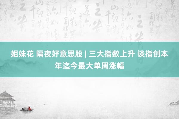 姐妹花 隔夜好意思股 | 三大指数上升 谈指创本年迄今最大单周涨幅