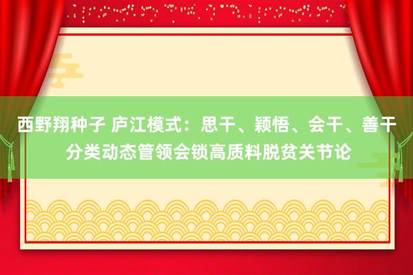 西野翔种子 庐江模式：思干、颖悟、会干、善干 分类动态管领会锁高质料脱贫关节论