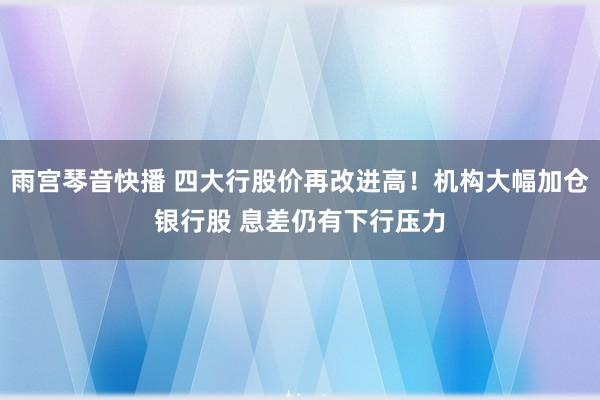 雨宫琴音快播 四大行股价再改进高！机构大幅加仓银行股 息差仍有下行压力