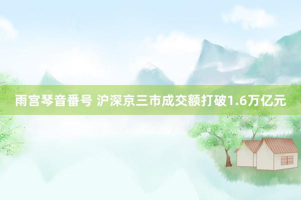 雨宫琴音番号 沪深京三市成交额打破1.6万亿元
