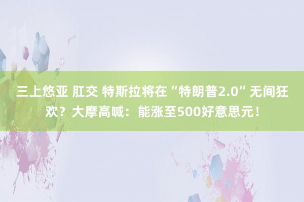 三上悠亚 肛交 特斯拉将在“特朗普2.0”无间狂欢？大摩高喊：能涨至500好意思元！